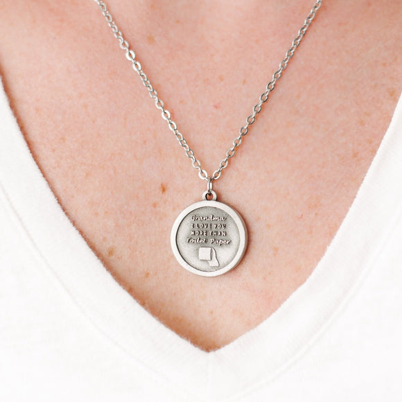 Grandma, I Love you more than toilet paper circle necklace