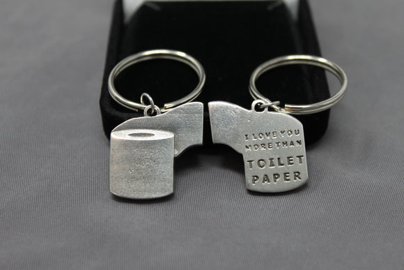 Father's Day Key Chain, Fathers's Day Toilet Paper Roll Key Chain, I love you more than toilet paper